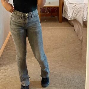 Express Gray Boot Cut Jeans with Subtle Texture